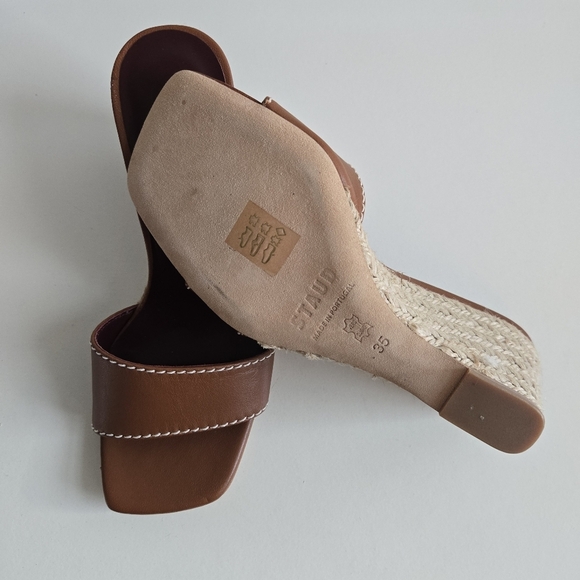 New Staud Billie Tan/Natural Espadrille Wedge Sandals Size 5 - Picture 9 of 9